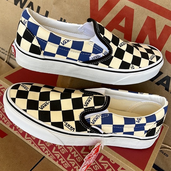 Vans Classic Slip On Big Check Black/Navy sneakers WMNS - Picture 11 of 16